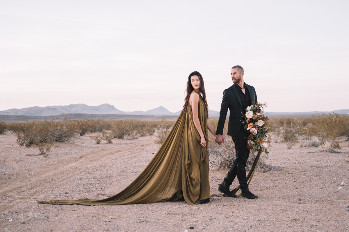 beautiful couple in the desert 
