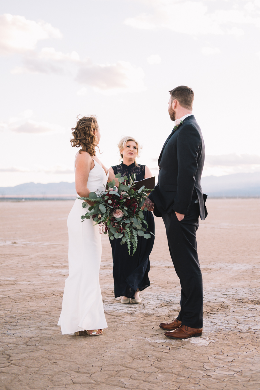 bride and groom elope at El Dorado Dry Lake Bed