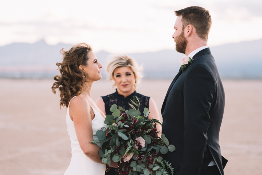bride and groom elope at El Dorado Dry Lake Bed