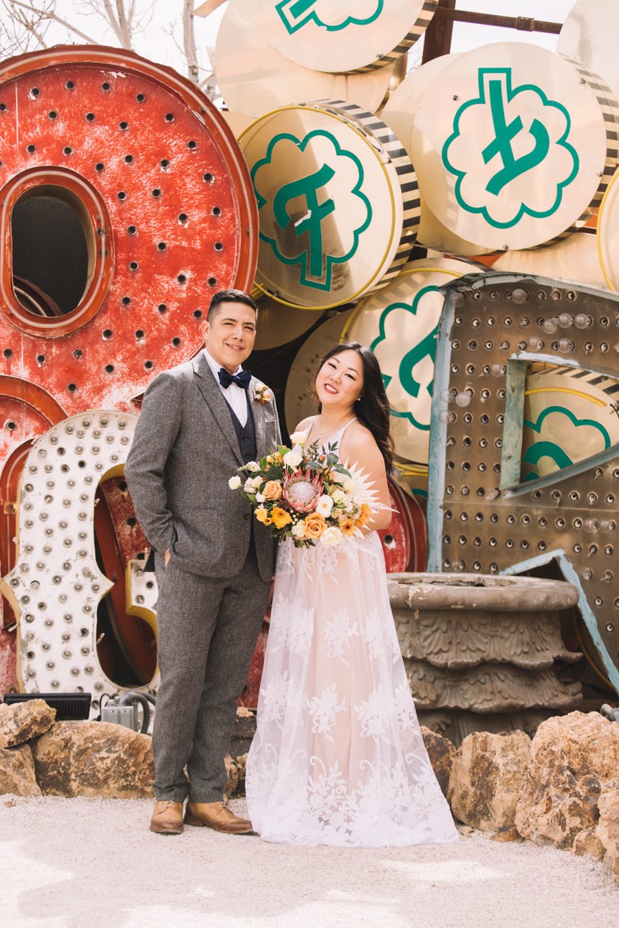 Bride & Groom at The Neon Museum
