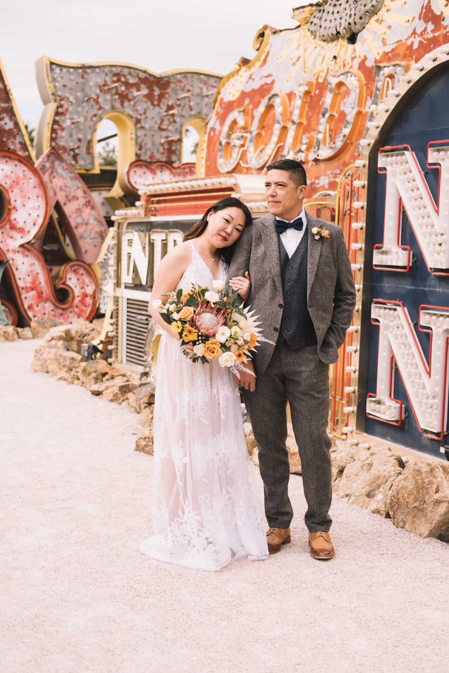 Bride & Groom at The Neon Museum